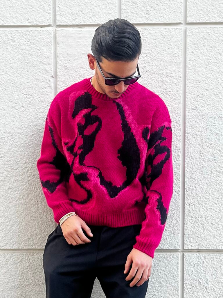 Maglione face fucsia